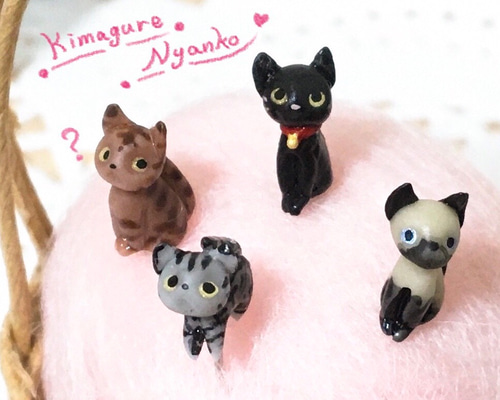 黒いペア猫と鳥のセット sen frame TWIN CATS 双子の長毛猫のオブジェ 猫 置物 アニマル