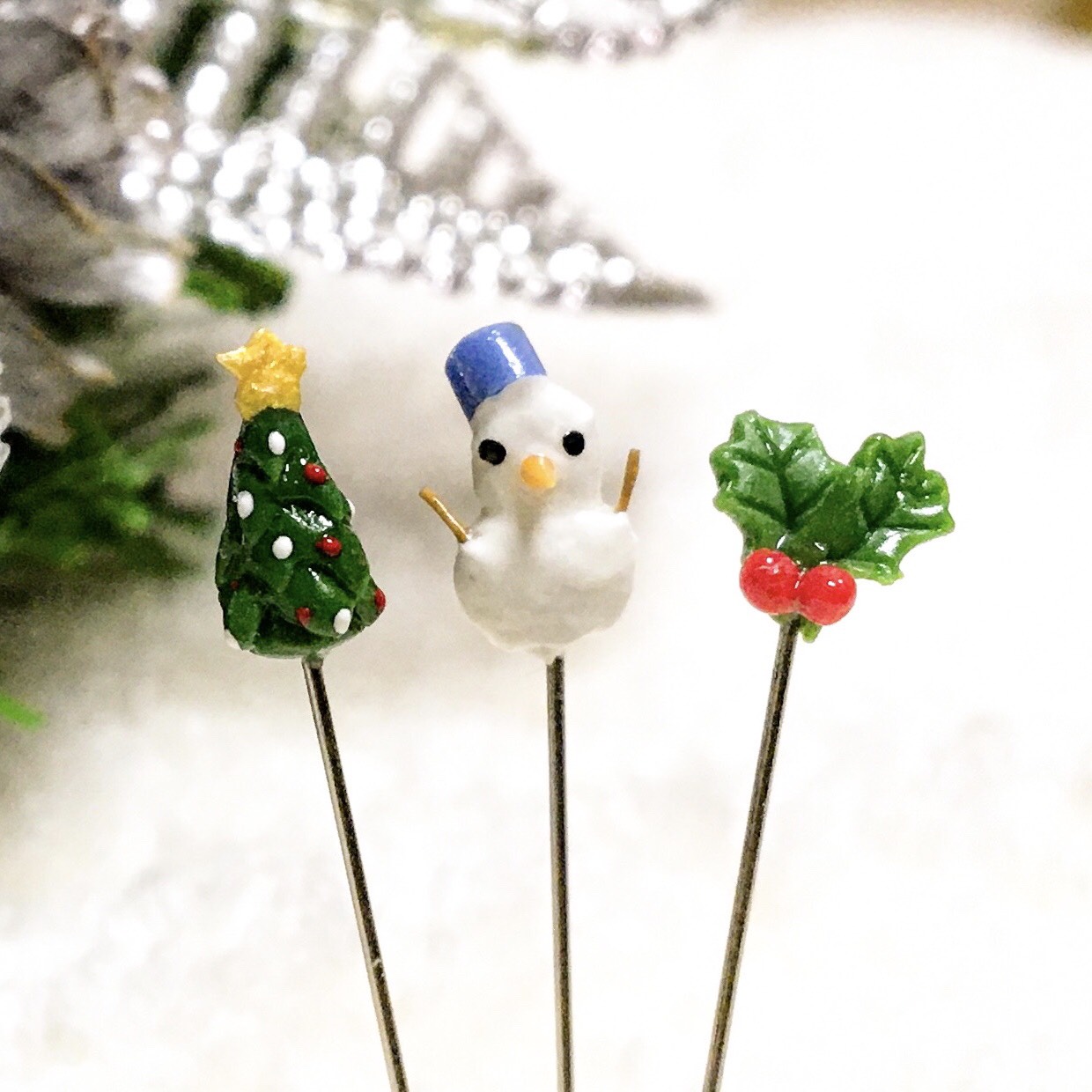 ガラスのまち針 ペンギン&クリスマスツリー