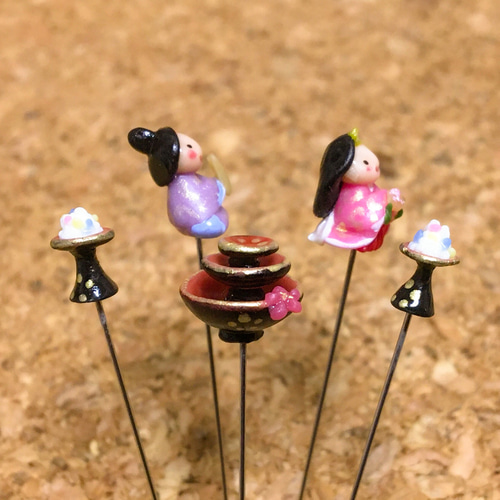 ガラスのまち針 お雛様C ガラスのまち針 お雛様C