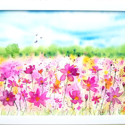 カラフルな森)フレーム付き水彩画送料無料 絵画 takakei 通販 12705639