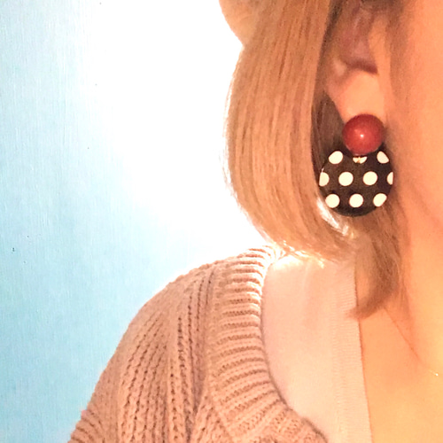 再12ドット水玉ピンクピアスイヤリングフラメンコヴィンテージ 再12