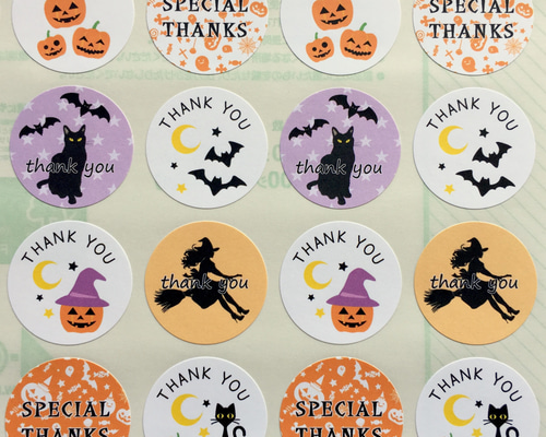 ハロウィン＊B-82＊サンキューシール＊切り売り52枚＊38mm＊大きめ ハロウィン ジャックオーランタンB 丸シール 2.5㎝ 500枚 | rue