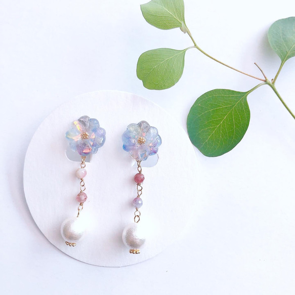 Tourmaline×flower blue ピアス/イヤリング 1枚目の画像