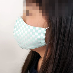 【S（キッズ）サイズ】立体マスク【市松 ピンク】ふじやま織 4枚目の画像