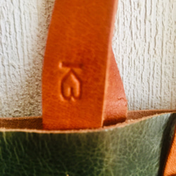 革鞄【縦長 　ミニ・トートーバッグ　 】深緑色 5枚目の画像
