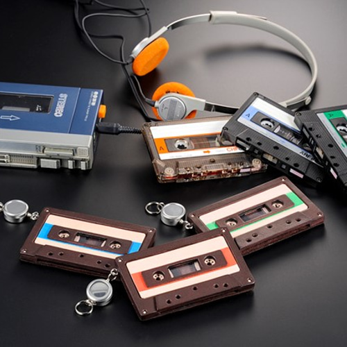 リアルサイズ☆カセットテープモチーフ カードホルダー グリーン（本革