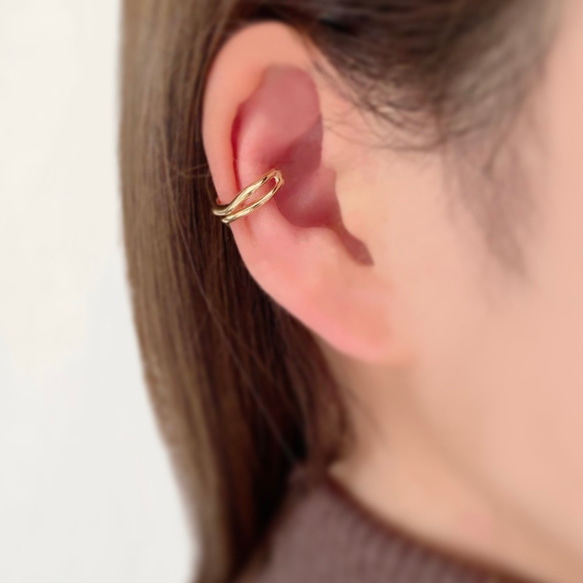 18kgp☆double ear cuff イヤーカフ 2枚目の画像