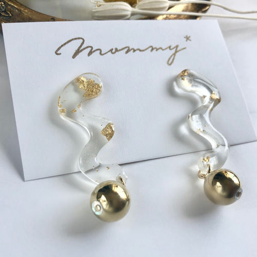 k14gf可☆weave (gold) 大ぶりピアス・イヤリング ピアス