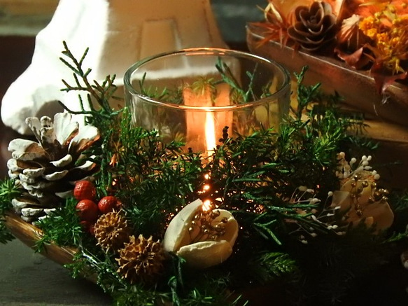 【Creema限定】『森のクリスマスキャンドル』◆聖なる夜を灯すアロマ＆キャンドルホルダー 2枚目の画像