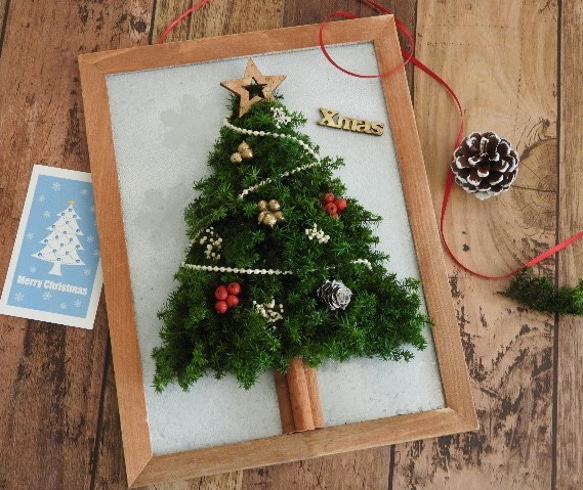 【Creema限定】「雪のXmasツリー」～壁掛け★スギのMini・クリスマスツリー～ 1枚目の画像