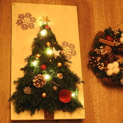 【Creema限定】Antique・Xmasツリー◆　壁掛けのイルミネーション・クリスマスツリー 2枚目の画像