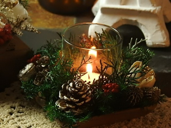 【Creema限定】『森のクリスマスキャンドル』◆聖なる夜を灯すアロマ＆キャンドルホルダー 3枚目の画像