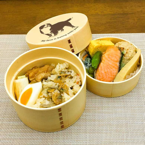 バーニーズ 】 丸型 二段 白木 曲げわっぱ 弁当箱 ランチボックス