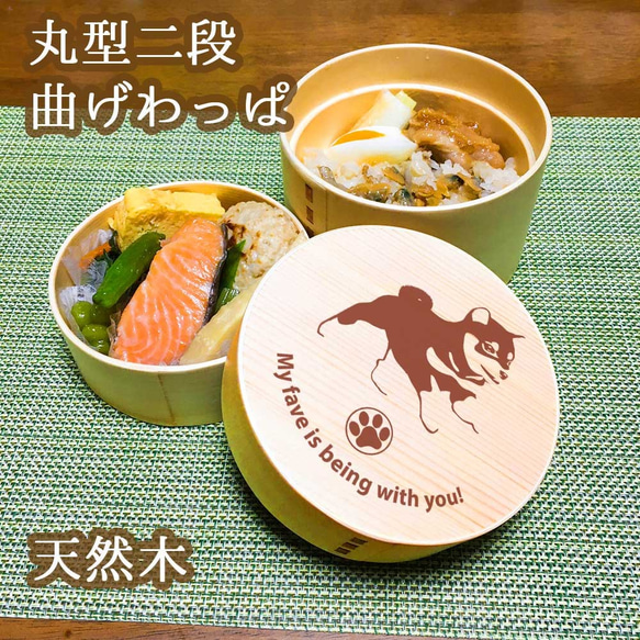 豆柴 】 丸型 二段 白木 曲げわっぱ 弁当箱 ランチボックス