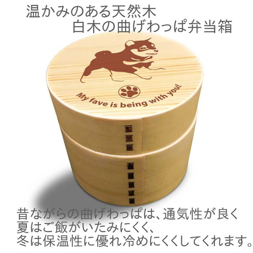 豆柴 】 丸型 二段 白木 曲げわっぱ 弁当箱 ランチボックス 豆柴 】 丸型 二段 白木 曲げわっぱ 弁当箱 ランチボックス