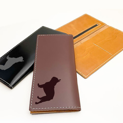 【 フレンチブルドッグ 】 牛革 極薄 軽量 長財布 スムースレザー カードポケット 財布 2枚目の画像