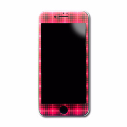 iPhone7 強化ガラス製液晶保護フィルム(チェック～赤) 5枚目の画像