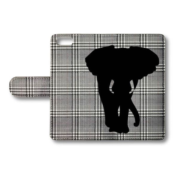 アフリカ象 ～ グレンチェック iPhone Android 手帳型 スマホケース 動物 雑貨 グッズ 名入れ おしゃれ 5枚目の画像