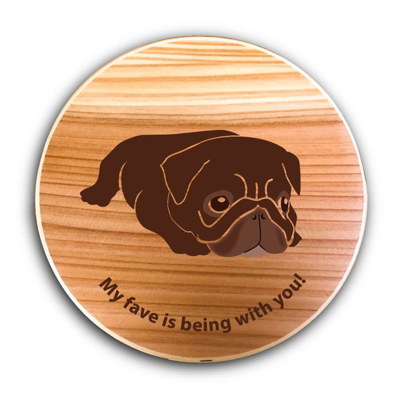 【 新商品 】 パグ 丸型 白木 曲げわっぱ 弁当箱 柴犬 日本犬 犬 ランチボックス わっぱ 木製 天然木 3枚目の画像