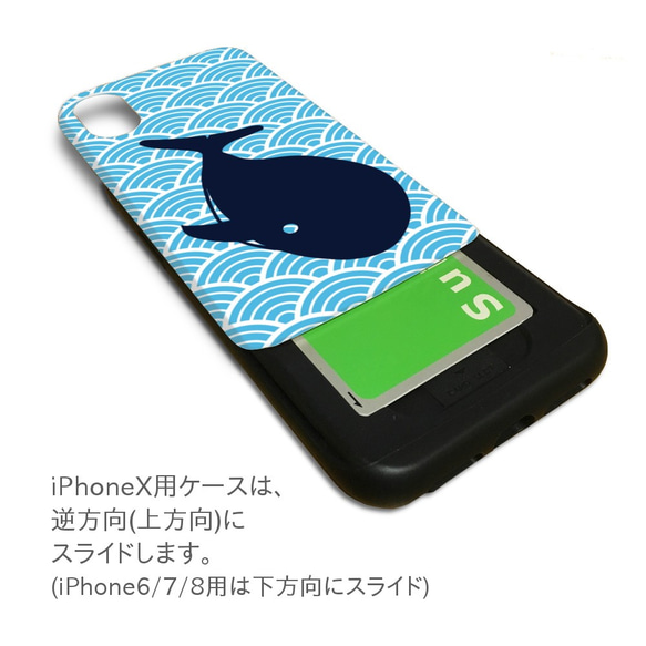 【 くじら 】 iPhone スライド 耐衝撃 ケース スマホケース スマホカバー カード TPU バックカバー 4枚目の画像