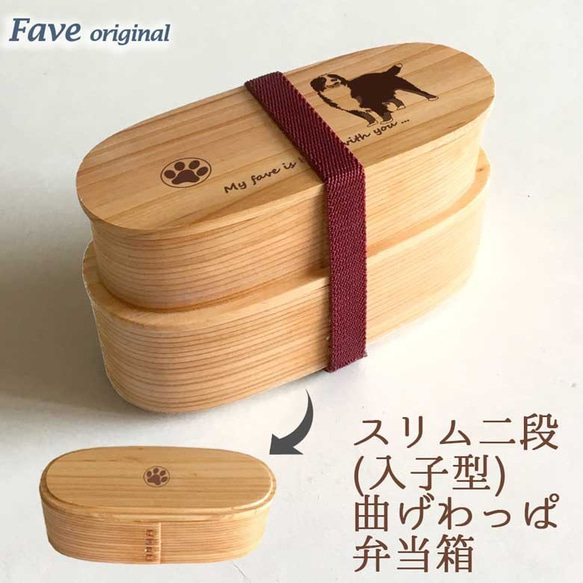 【 バーニーズ 】 スリム 入子 型 天然木 曲げわっぱ 弁当箱 二段 わっぱ 木製 1枚目の画像