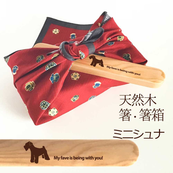 【 ミニシュナ 】 木の箸・箸箱 21cm 19cm 天然木 ヘムロック 箸 箸箱 お弁当 オリジナル 1枚目の画像