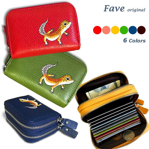 財布・ケース・小物入れ maya-momonana ヒョウモントカゲモドキ W じゃばら コインケース ダブルファスナー