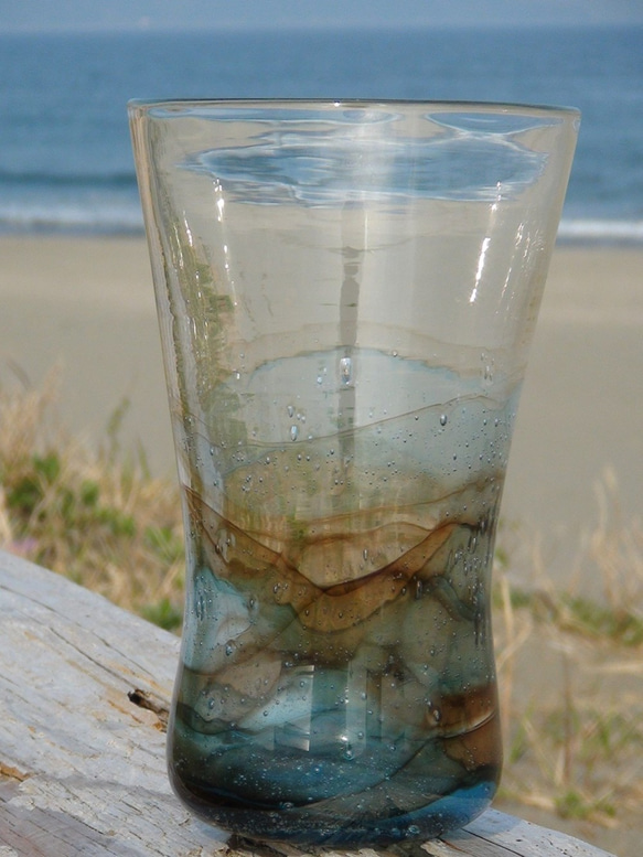 手づくりガラス　水の環　焼酎グラス 1枚目の画像