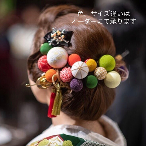 専用　菜の花色のくす玉簪　房飾り2本　 ビラ簪　Uピン簪　櫛簪　玉簪　後挿し 玉かんざし 簪（花しおり/玉かんざし(小)一本挿し/蒔絵桜 レッド