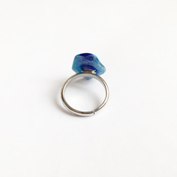 お花のリング＃3　指輪　シアン・ブルー　11号（フリー） 4枚目の画像