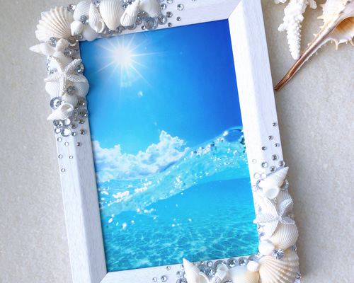 貝殻とヒトデのキラキラフォトフレーム フォトフレーム・写真立て