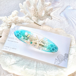 ⓝⓔⓦ海とヒトデのレジンオーバルヘアクリップ ヘアクリップ