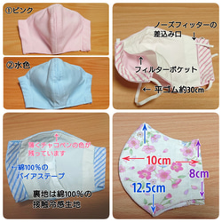 【夏マスク】女性用立体型マスク（フィルターポケット付き）【送料無料】 2枚目の画像