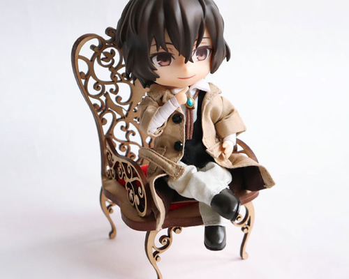 期間限定お値下げロココ調ドール用椅子 猫のミニチュア ロココ椅子(小) 1/12スケール ドールハウス [m-s