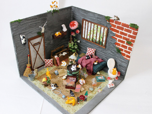 猫のミニチュア・ドールハウス『ねこの秘密基地』 その他インテリア