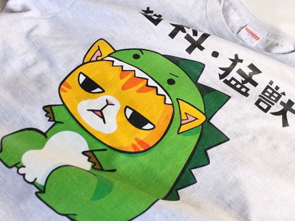 猫Tシャツ　猫科・猛獣　男女兼用M　グレー 2枚目の画像