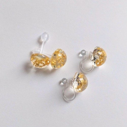 Creema10周年記念】金箔レジンピアス ピアス（スタッド・一粒