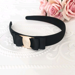 【美品】フェラガモ✨️リボン付き黒カチューシャ fe-347600-0727768_1.jpg