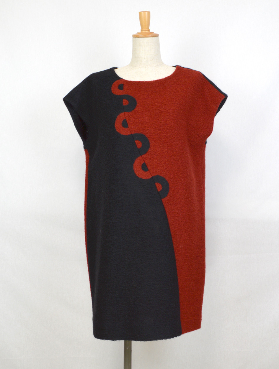 【受注生産】ふんわりあったか＊モヘヤウールニットバイカラーワンピース＊