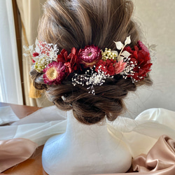 成人式　結婚式　卒業式　ドライフラワー髪飾り　ヘッドドレス 2枚目の画像