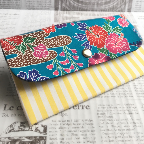 沖縄 紅型マスクケース〜 イエローとターコイズのポップなカラー  