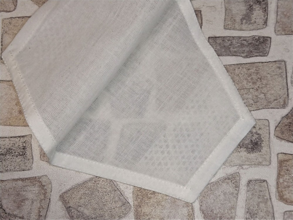 【一枚仕立て 不織布マスクカバー】未晒木綿 生成り/綿トーションレース メッシュ ｄ 5枚目の画像