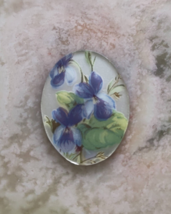 ヴィンテージ　マットクリスタルミラー  Violets 　40×30㎜　カボション 8枚目の画像