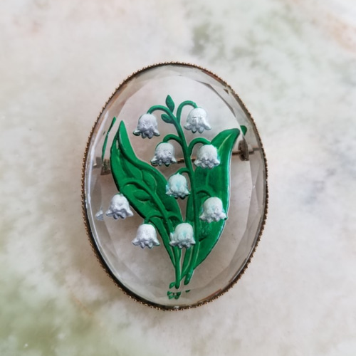 1930年代 ヴィンテージ すずらんインタリオ ブローチ ブローチ Perles