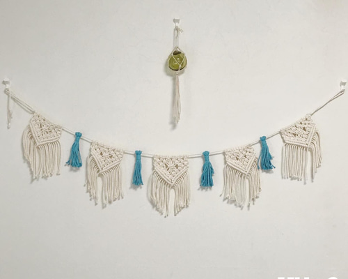 マクラメタペストリー ガーランド マクラメ リーフガーランド タペストリー - h.t.Macrame