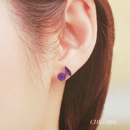 1299円注文可能●パープル色ハンドメイド　ロング紫ピアス　イヤリング可　アシメ 1299円注文可能○パープル色ハンドメイドロング紫ピアスイヤリング可アシメ