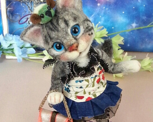 ギフト メモリアル プレゼント猫人形 アメショ－ アムロちゃん猫 羊毛