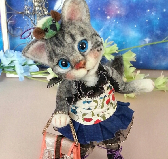 ギフト メモリアル プレゼント猫人形 アメショ－ アムロちゃん猫 羊毛