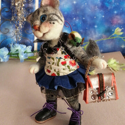 ギフト  メモリアル  プレゼント猫人形  アメショ－　アムロちゃん猫　羊毛フェルト猫　 2枚目の画像