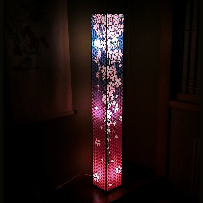 フロアスタンド　組子風しだれ桜　-紫 3灯-　【全国一律送料無料】